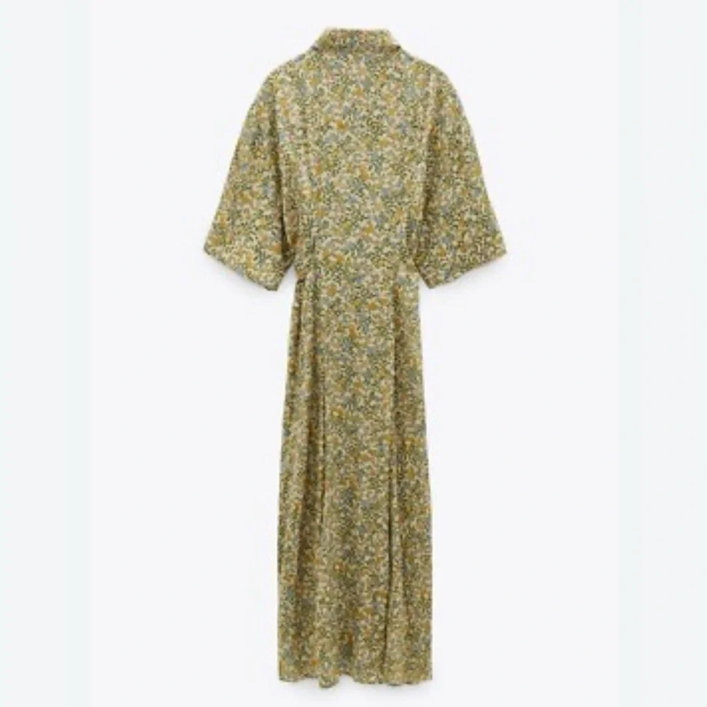 Zara Yellow Cream Buttoned Midi Dress - Picture 4 of 8